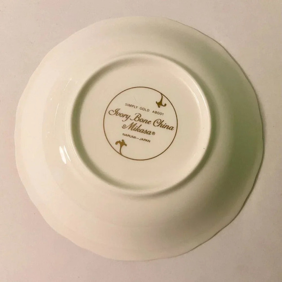Vtg Mikasa Fruit  Dessert Sauce Bowl Simply Gold Pattern 6 Inch Ivory Bone China - Picture 10 of 16